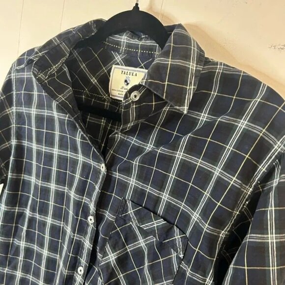 Talula, size xsmall boyfriend fit button up long sleeve plaid shirt 100% cotton - Picture 4 of 8